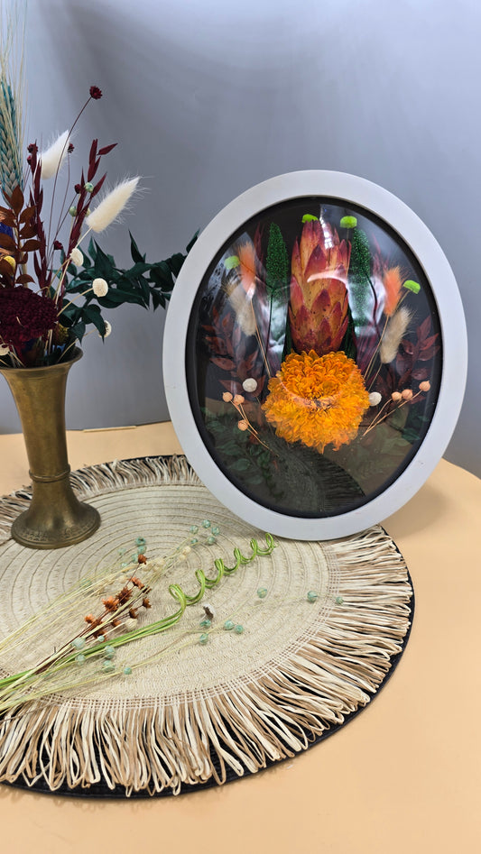 G020Tablou floral realizat manual, cu flori naturale conservate/criogenate