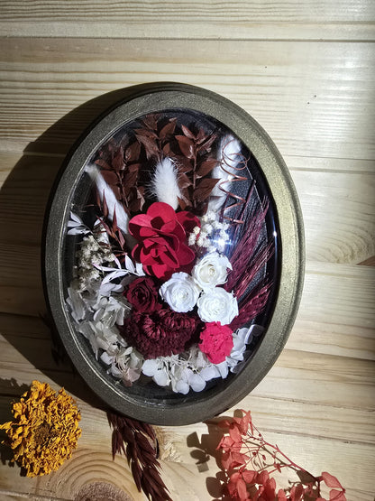 D013 Tablou oval cu flori naturale criogenate