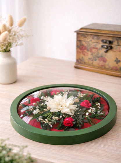 D024 Tablou oval cu flori naturale conservate