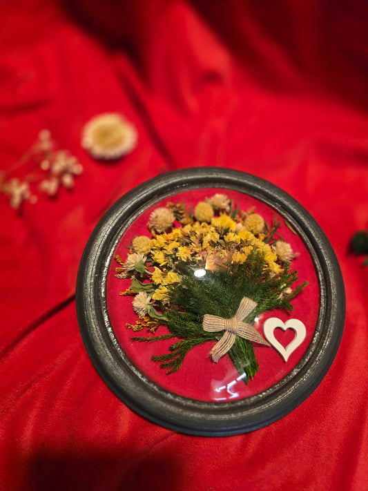 D003 Tablou rotund cu flori naturale