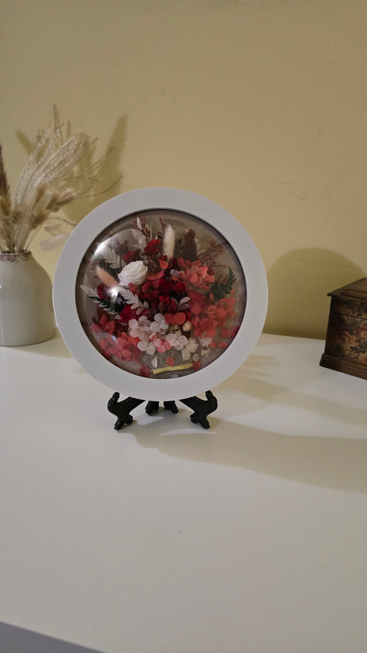 D044 Tablou floral rotund cu trandafiri – flori naturale criogenate