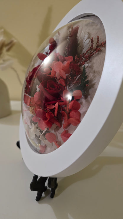 D044 Tablou floral rotund cu trandafiri – flori naturale criogenate