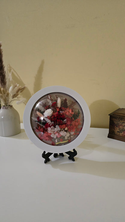 D044 Tablou floral rotund cu trandafiri – flori naturale criogenate