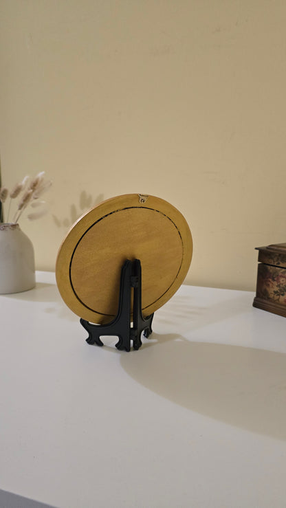 G006 Tablou rotund realizat manual cu flori naturale conservate