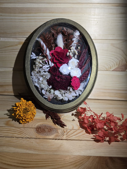 D013 Tablou oval cu flori naturale criogenate