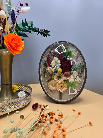 D014 Tablou oval cu flori naturale